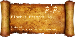 Plachki Priszcilla névjegykártya